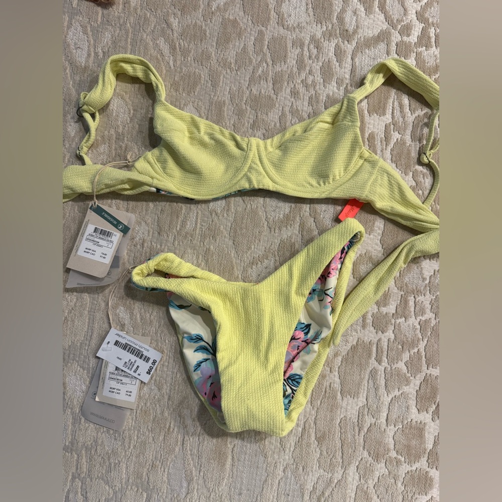 NWT! Maaji Yellow Reversible Bikini Set